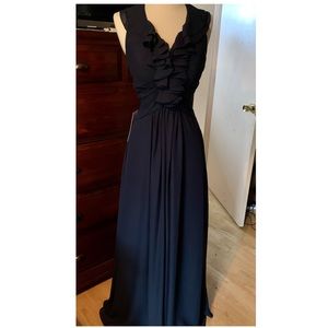 Full length, navy, Azazie bridesmaid dress